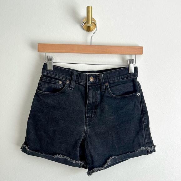 Madewell High-Rise Denim Raw Hem Cut-Off Shorts Black 24 - Picture 1 of 6